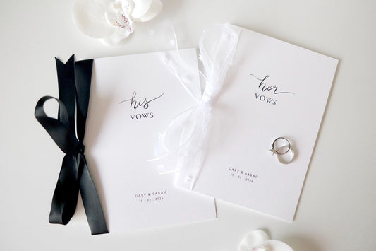 Minimalistic Calligraphy His & Her Vow Booklets