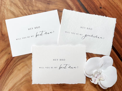 Hey Bro Groomsman Proposal Card (Cotton Options)