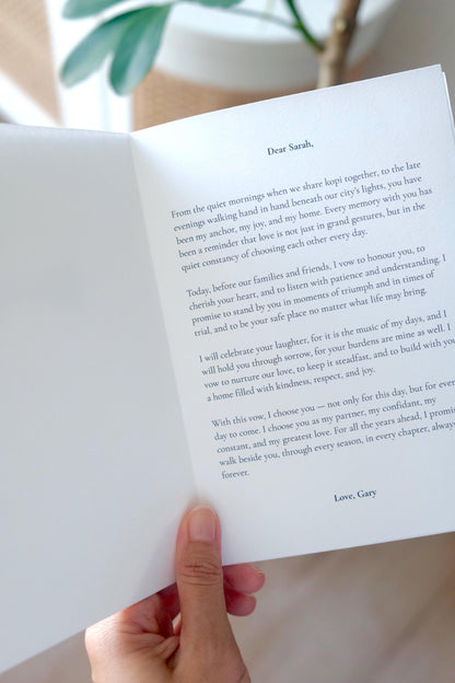 Minimalist Koi and Peony Wedding Vow Cards