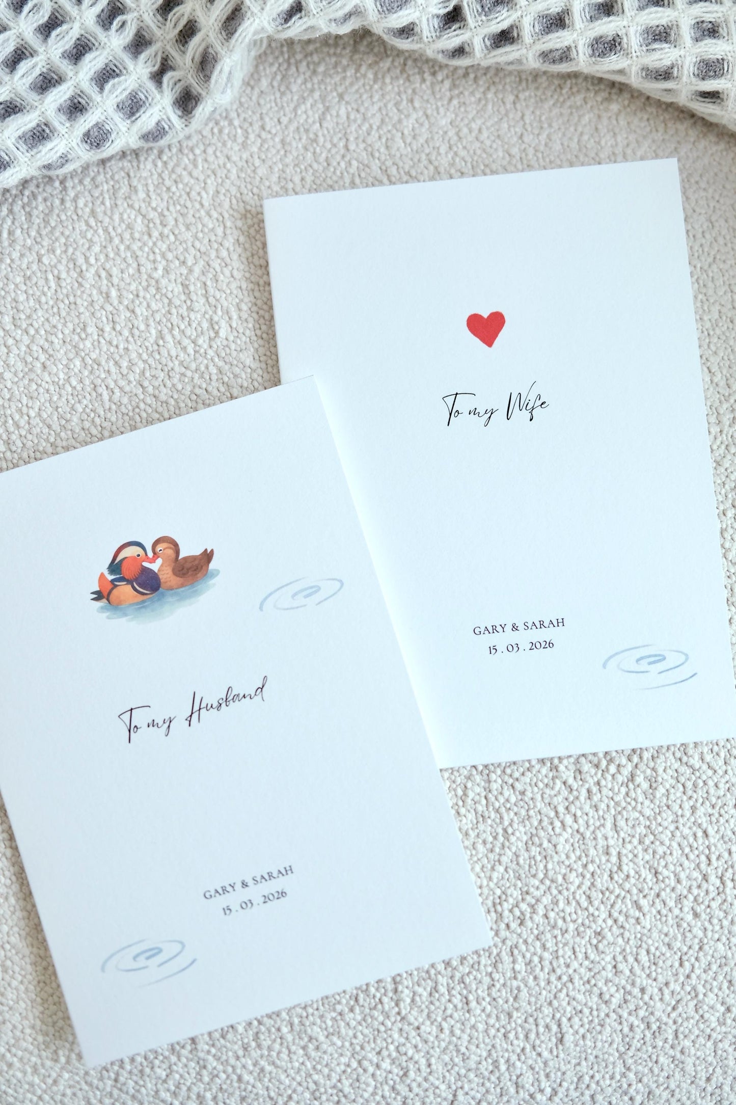 Mandarin Duck Wedding Vow Cards - Chinese Oriental Keepsake