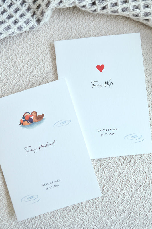 Mandarin Duck Wedding Vow Cards - Chinese Oriental Keepsake