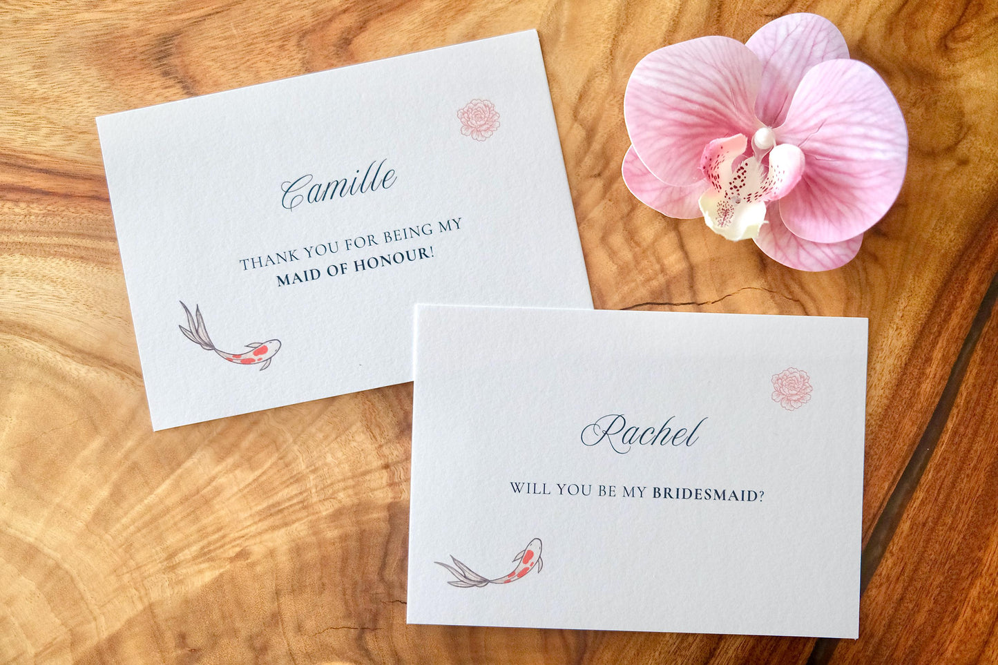 Oriental Koi Fish & Peony Bridal Party Invite