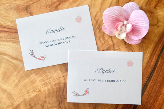 Oriental Koi Fish & Peony Bridal Party Invite