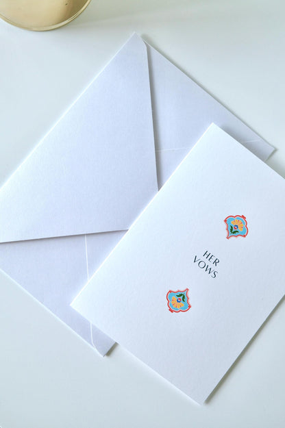 Minimalist Peranakan Tile Wedding Vow Cards