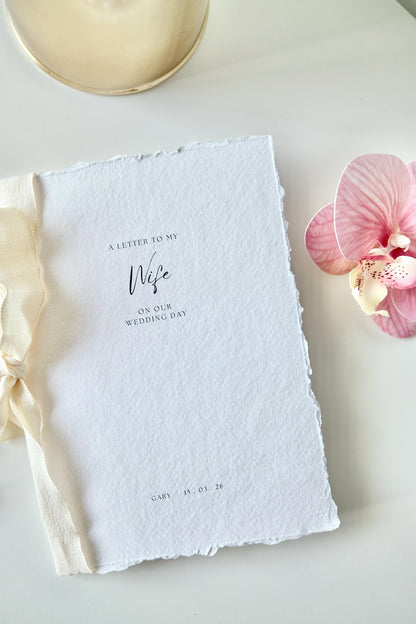 Romantic Rustic 'A Letter to My Husband and Wife' - Cotton Paper Vow Cards