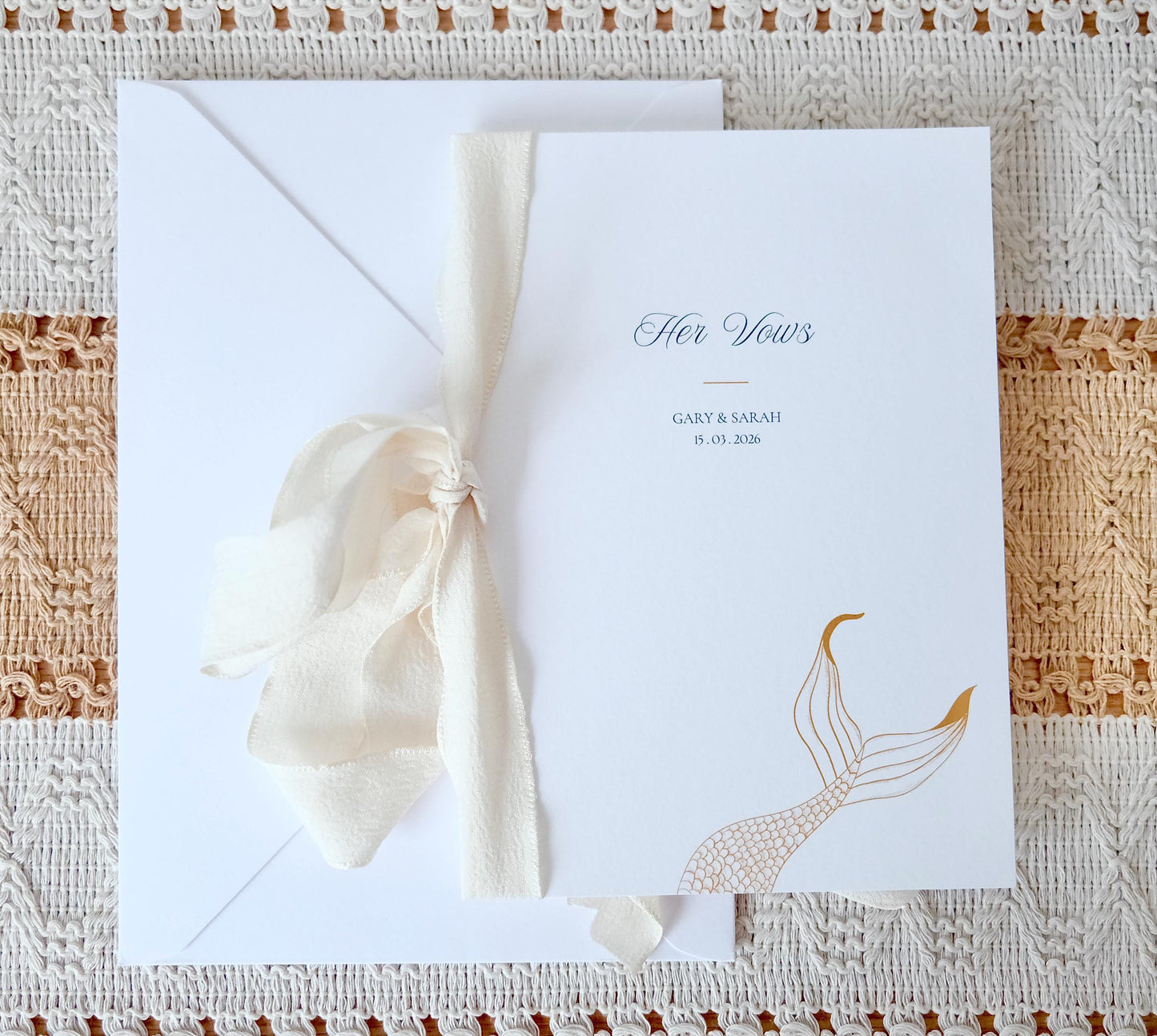Mermaid & Clam Nautical Beach Wedding Vow Cards