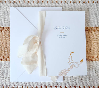 Mermaid & Clam Nautical Beach Wedding Vow Cards