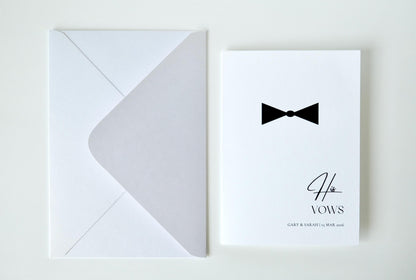 Bow Tie and Pearl Minimalist Vow Cards