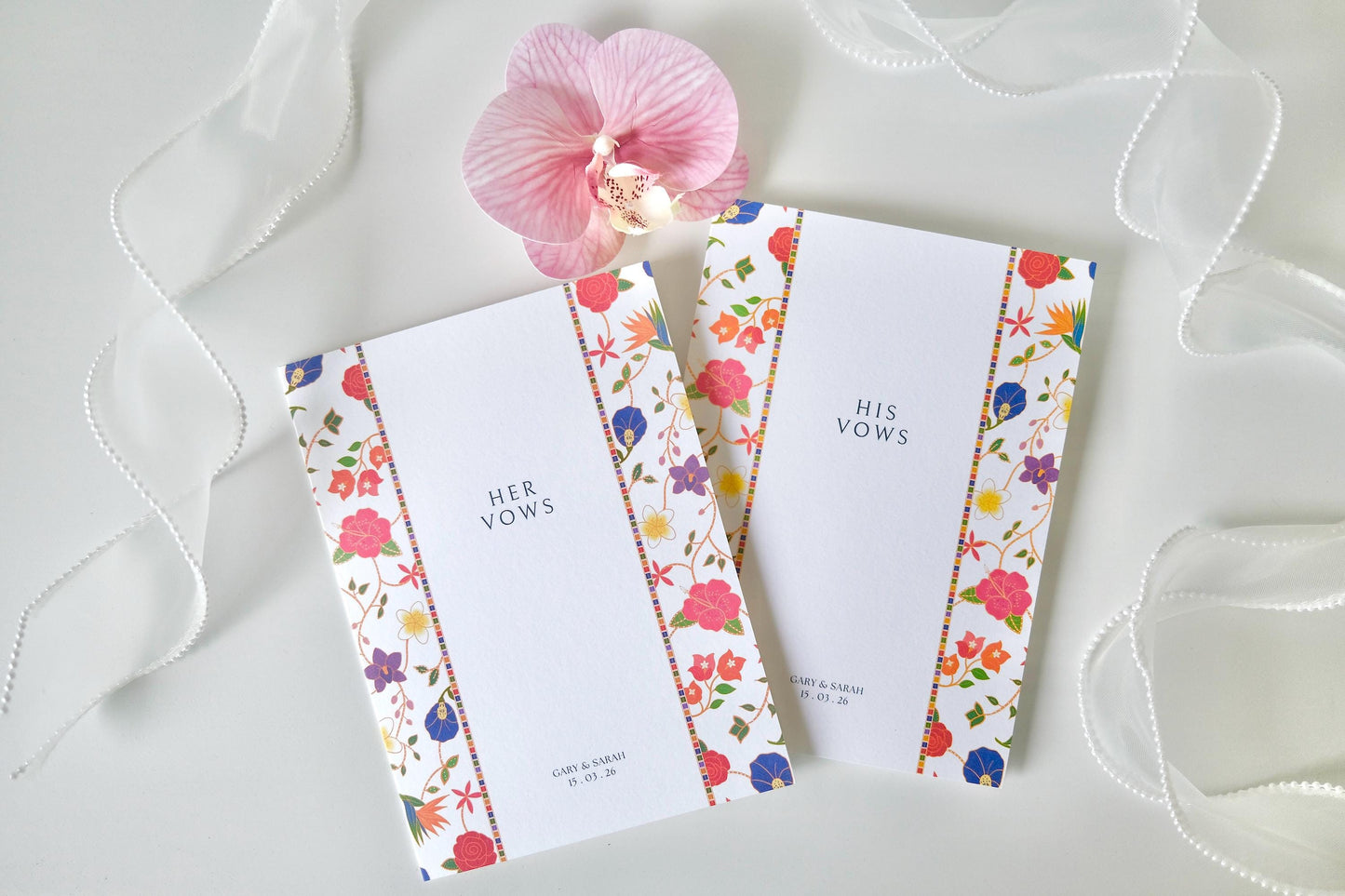 Orchid & Ink Signature - Singapore Batik Wedding Vow Cards