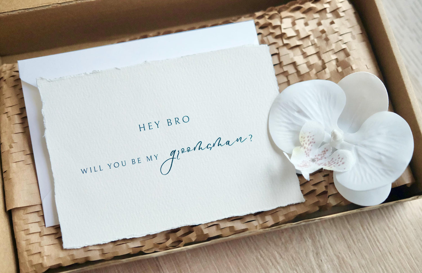 Hey Bro Groomsman Proposal Card (Cotton Options)