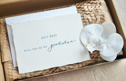 Hey Bro Groomsman Proposal Card (Cotton Options)