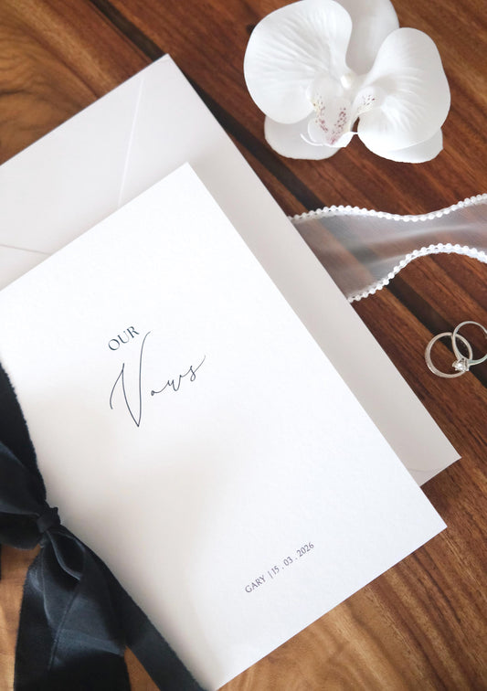 Minimalist Calligraphy Our Vows Wedding Card