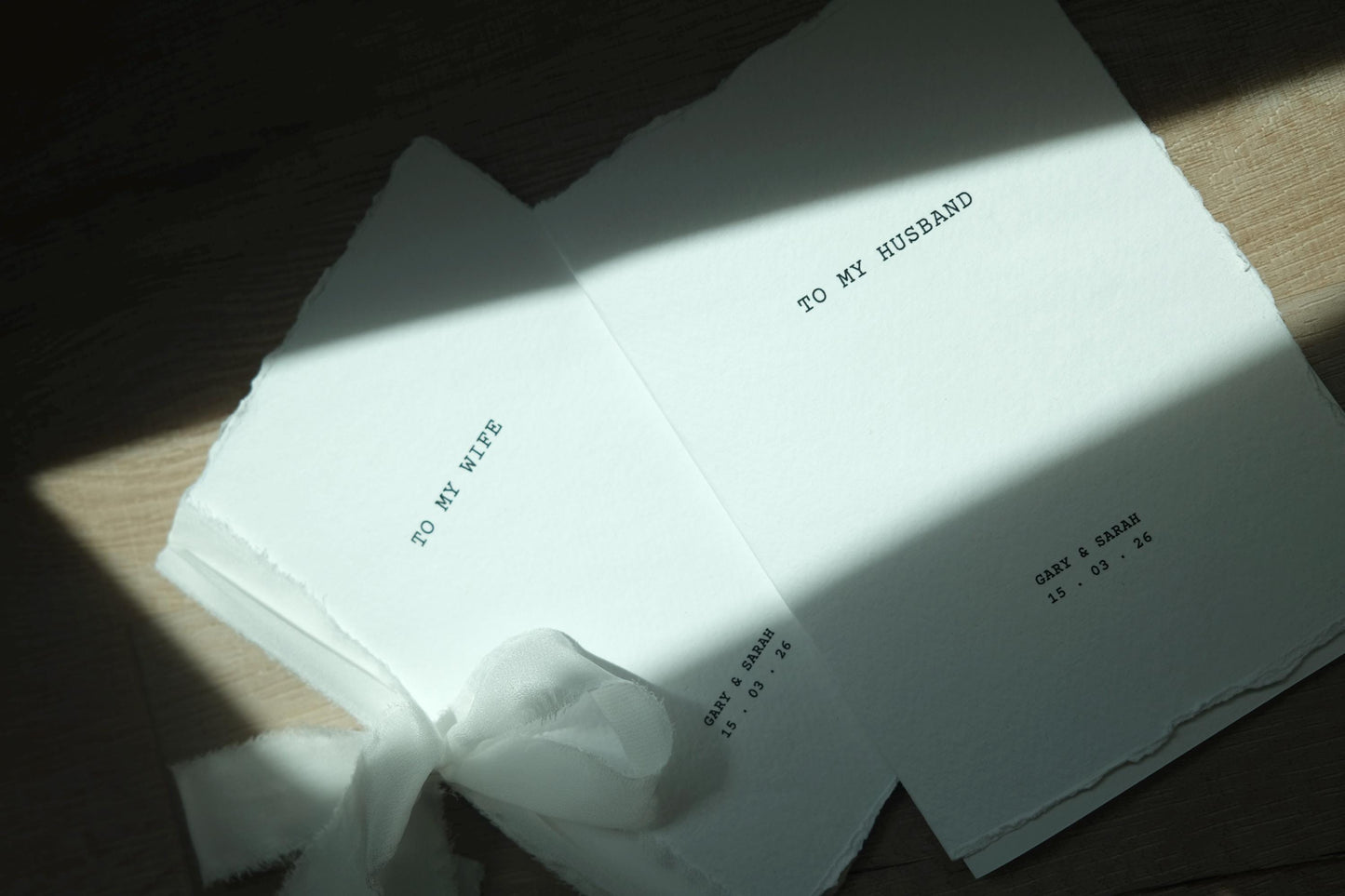 Rustic Typewriter Wedding Vow Cards - Cotton Paper