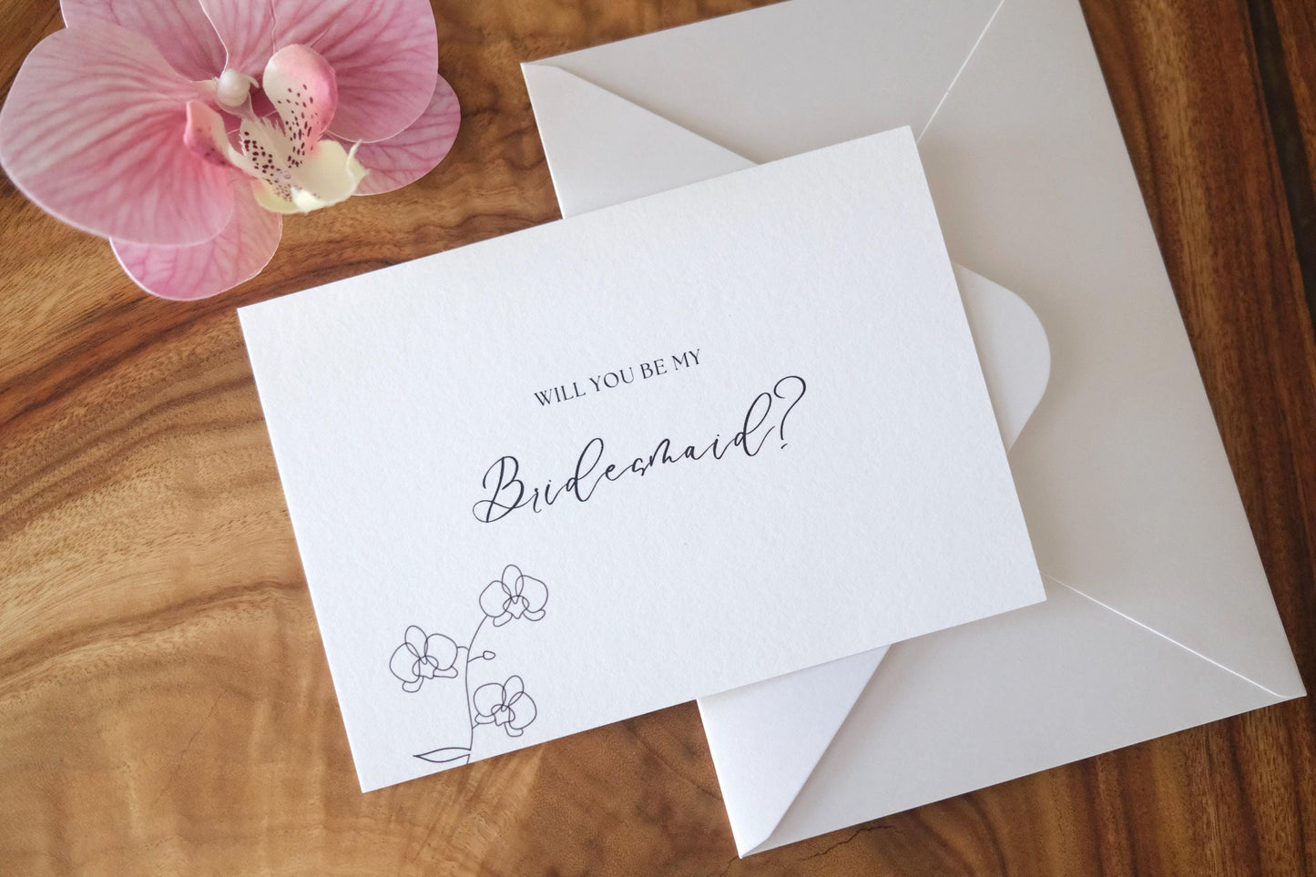 Peony, Cursive & Orchid Bridal Party Proposal Cards