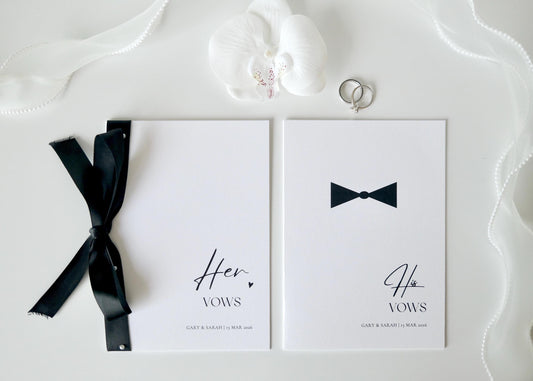Bow Tie and Pearl Minimalist Vow Cards