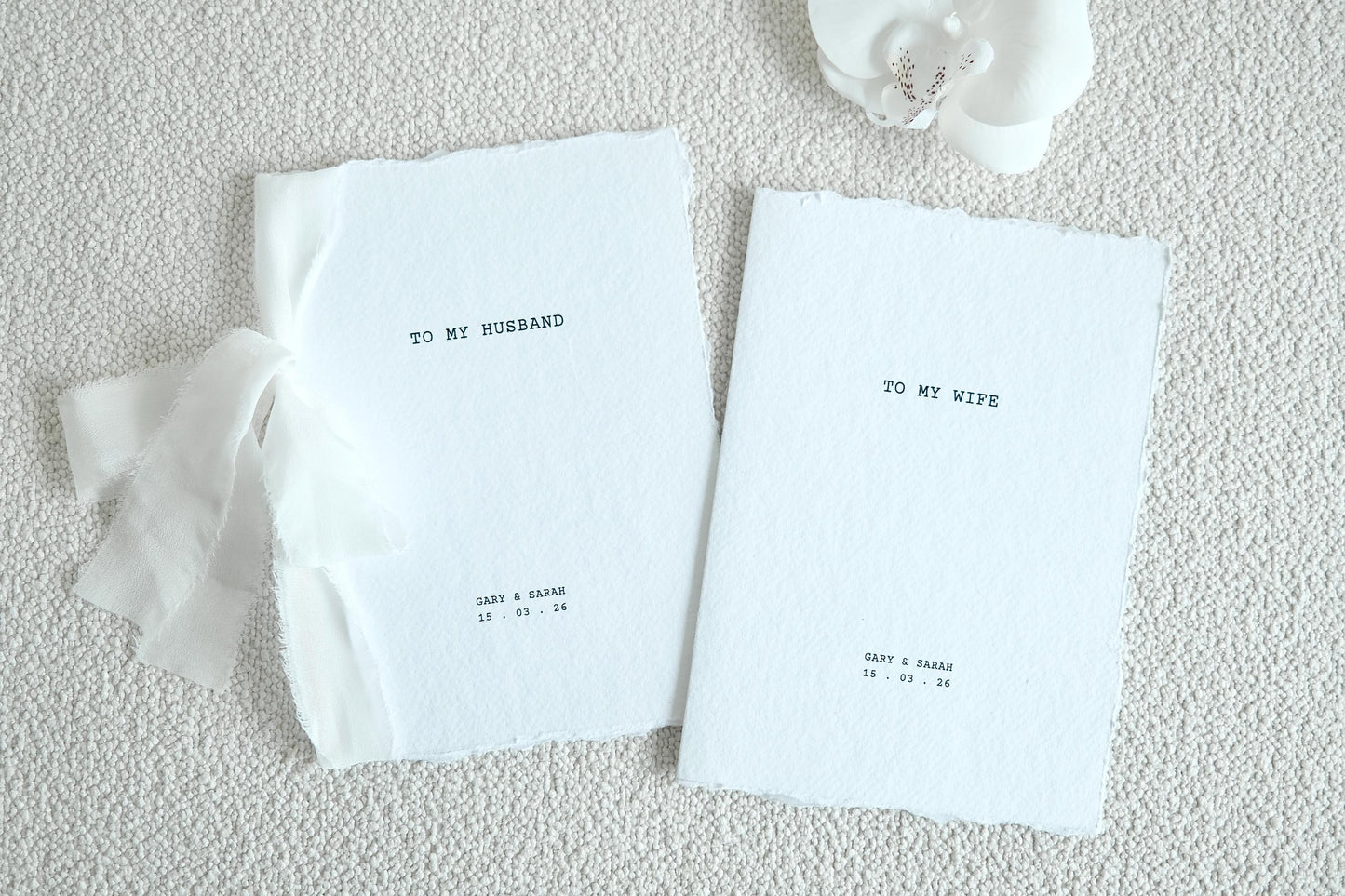 Rustic Typewriter Wedding Vow Cards - Cotton Paper