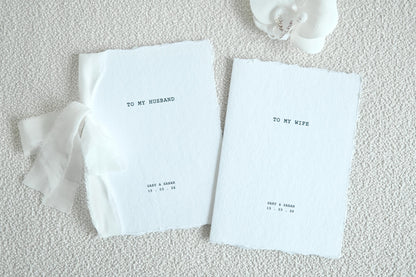 Rustic Typewriter Wedding Vow Cards - Cotton Paper