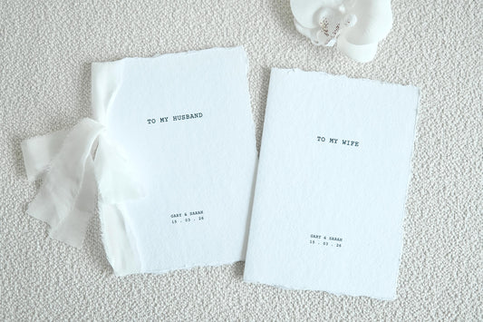Rustic Typewriter Wedding Vow Cards - Cotton Paper